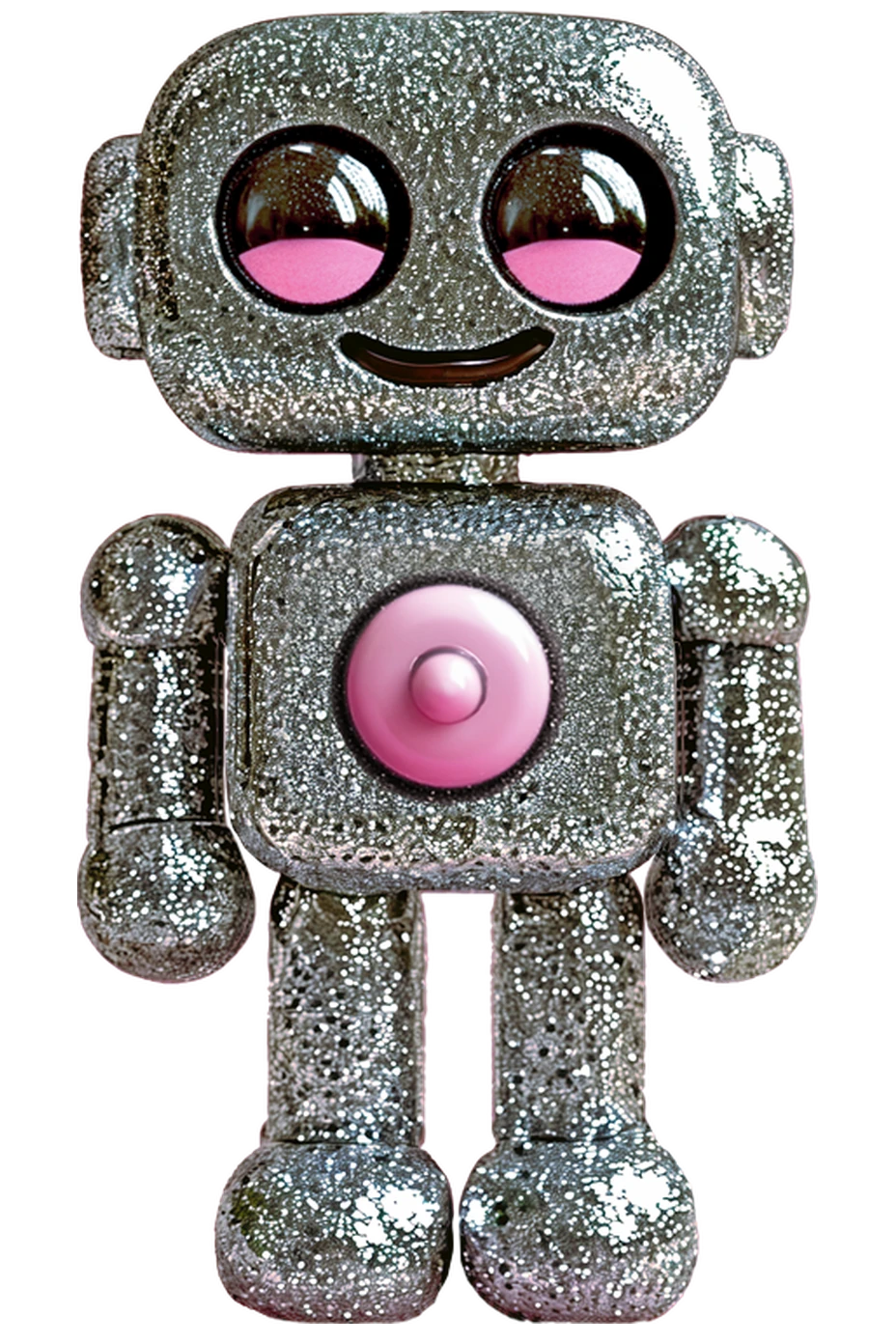 Der eyeye-Roboter mit leuchtendem Brustknopf