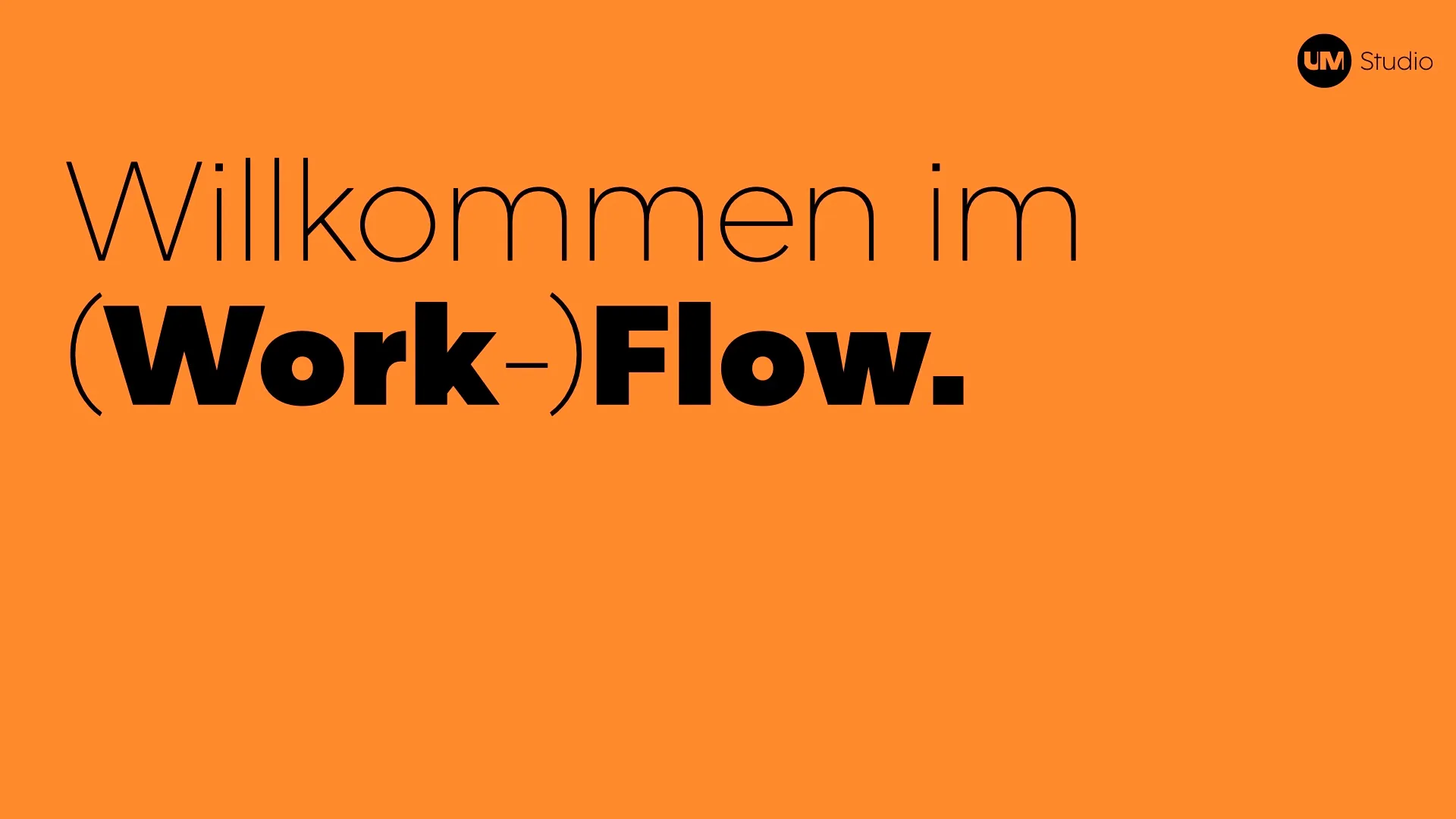 UNCANNY MINDS, Brand Guide, KI Studio, orange: „Willkommen im (Work-)Flow.“